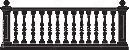 Ating Balustrade Silhouette in Classic Style Vector Illustration