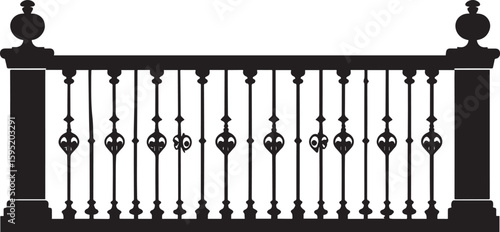 Ating Balustrade Silhouette in Classic Style Vector Illustration