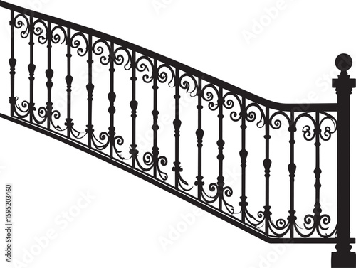 Ating Balustrade Silhouette in Classic Style Vector Illustration