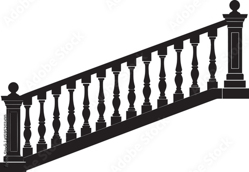 Ating Balustrade Silhouette in Classic Style Vector Illustration