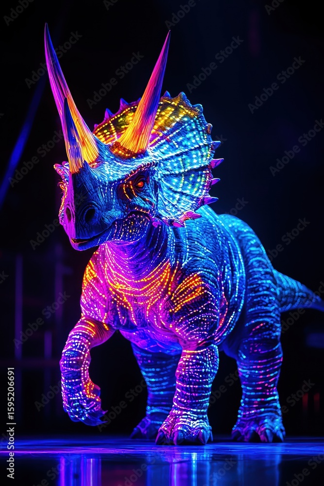 Fototapeta premium Triceratops in UV armor dancing solo