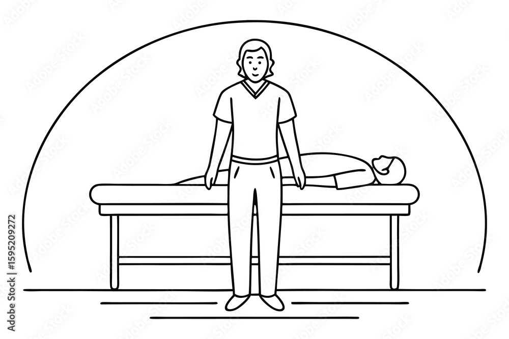 Medical professional assisting patient on examination table Medical professional assisting patient on examination table