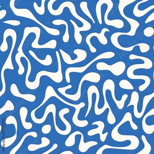 An illustration of an organic pattern in blue and white
