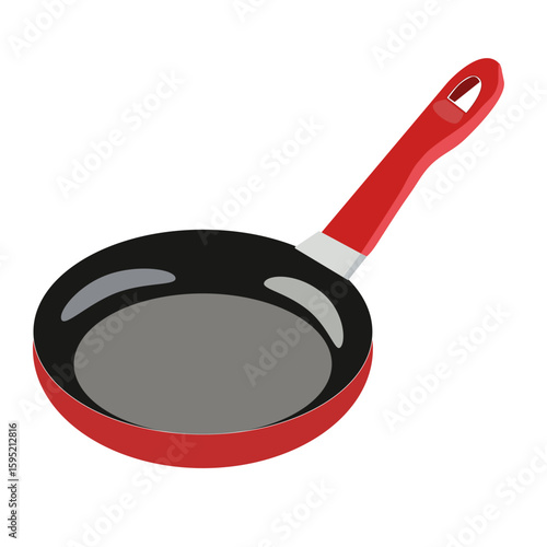 Red frying pan isolated on white background

