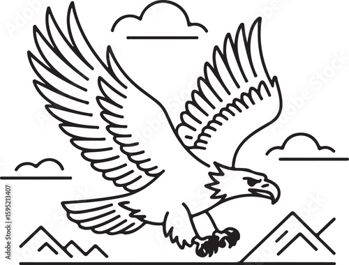 eagle line-art vector icon, symbol of eagle illustration, eagle outlined silhouette logotype vector icon.