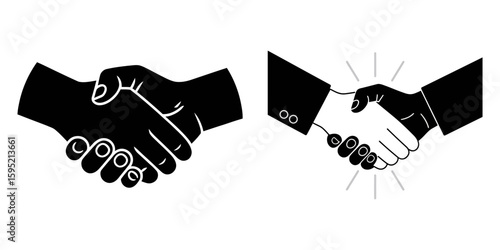 handshake vector illustration, handshake icon vector illustration, Hand shake icon logo design, Handshake of two men, businessman and worker. Historic handshake silhouette vector art illustration, Two