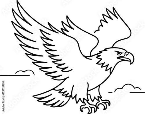 eagle line-art vector icon, symbol of eagle illustration, eagle outlined silhouette logotype vector icon.