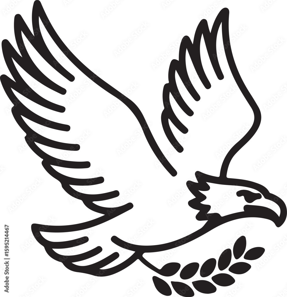 Obraz premium eagle line-art vector icon, symbol of eagle illustration, eagle outlined silhouette logotype vector icon.