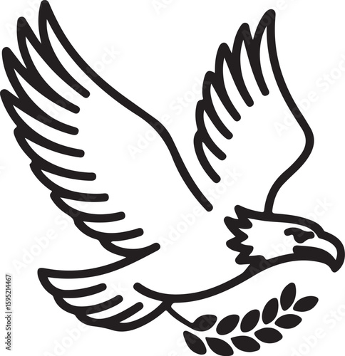 eagle line-art vector icon, symbol of eagle illustration, eagle outlined silhouette logotype vector icon.