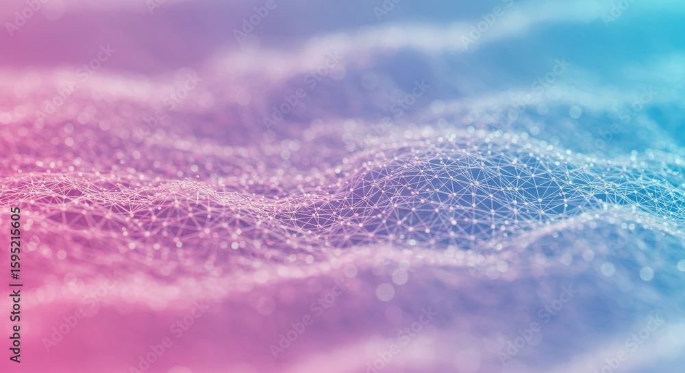 Obraz premium Abstract Network Connection with Pink and Blue Gradient Background
