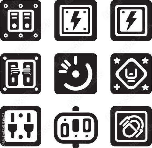 electric switch icon bundle icon silhouette line art stock photos premium quality