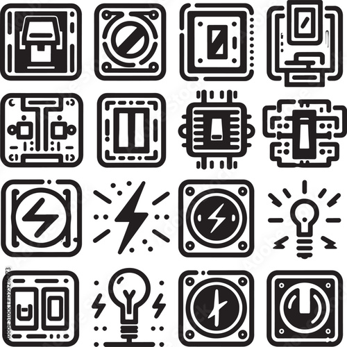 electric switch icon bundle icon silhouette line art stock photos premium quality