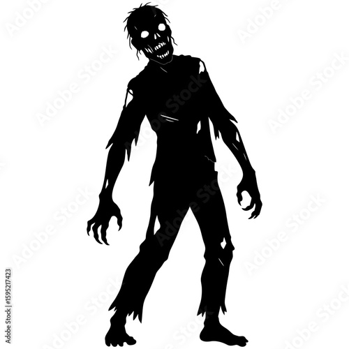 Black vector silhouette illustration of a zombie, perfect for a Halloween holiday
