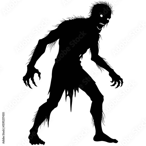 Black vector silhouette illustration of a zombie, perfect for a Halloween holiday