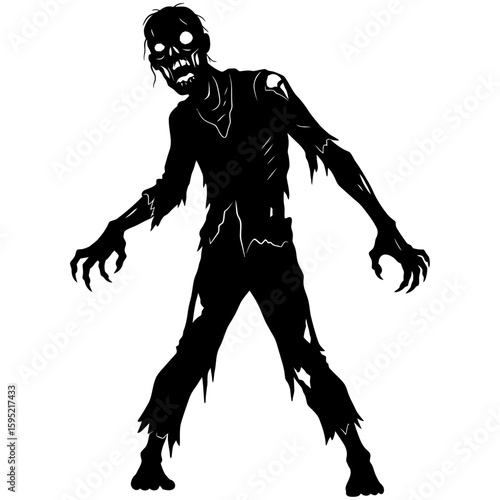 Black vector silhouette illustration of a zombie, perfect for a Halloween holiday