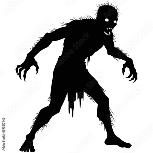 Black vector silhouette illustration of a zombie, perfect for a Halloween holiday