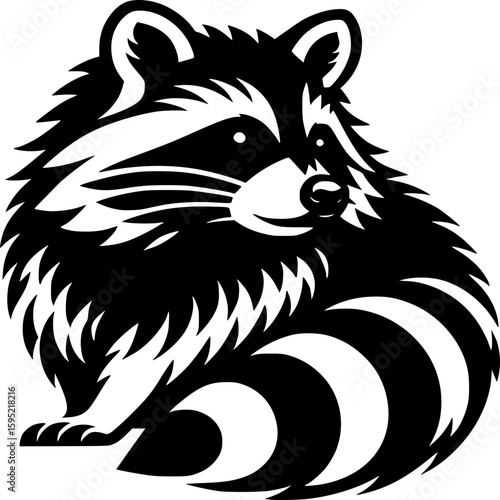 A Curious Raccoon: A detailed illustration of a raccoon. Perfectly capturing the charming and inquisitive nature of this animal.