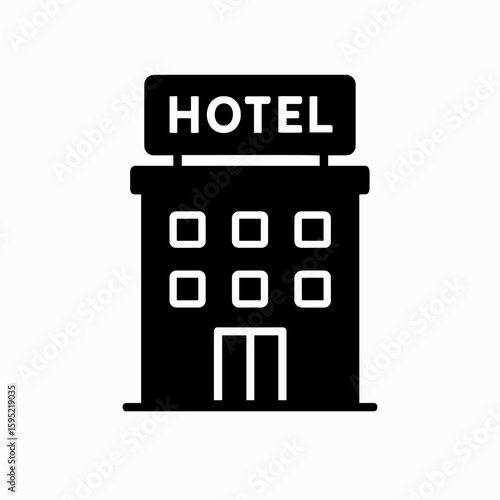 Hotel building icon (filled) – accommodation lodging symbol