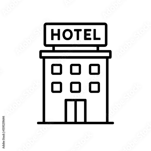 Hotel building icon (outline) – accommodation lodging symbol