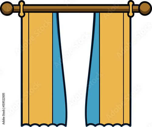 Curtain Rod Silhouette with Decorative Finials Straight View