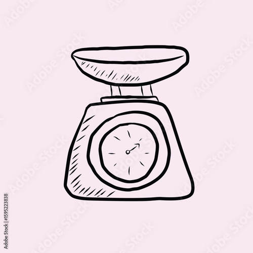 Simple and cool icon of a weight scale for kitchen