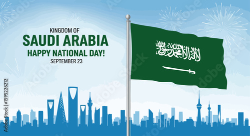 Kingdom of Saudi Arabia celebrates its National Day with vibrant skyline and fireworks display