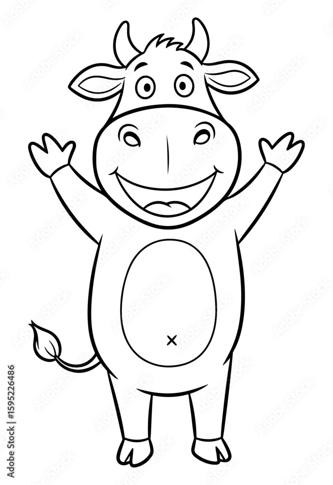 Cartoon Cow with Arms Raised Coloring Page Cartoon Cow with Arms Raised Coloring Page