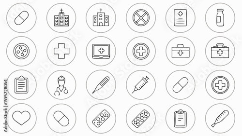 Collection of medical and healthcare icons in a grid pattern