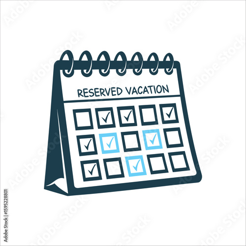 Vacation Calendar with Checkmarks, Reserved Dates Calendar with checkmark dates