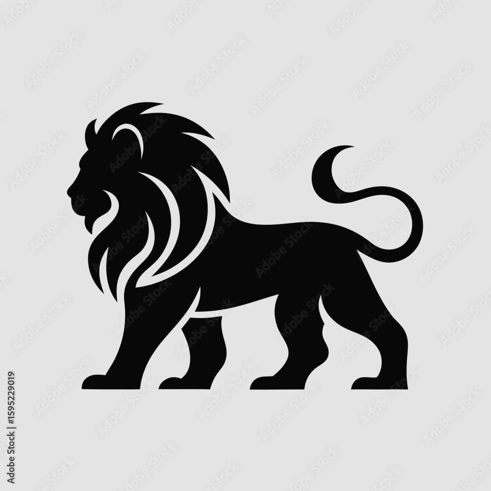 Obraz premium Majestic black lion silhouette animal