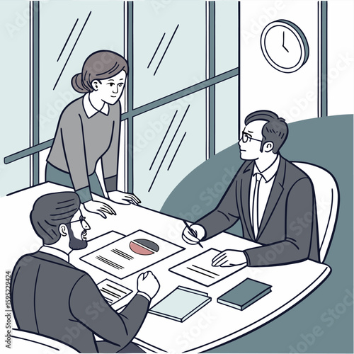  Business Succession Planning – Flat Vector Illustration of Executive Meeting
 Adobe Illustrator Artwork