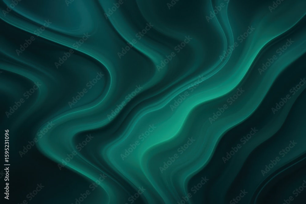 Obraz premium Fluid abstract art with teal and emerald gradients creating organic flowing patterns and texture