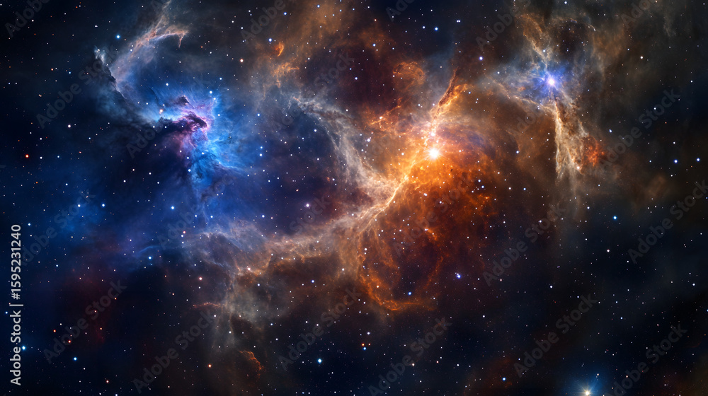 Fototapeta premium An ancient star cluster shining in a colorful cosmic tapestry.