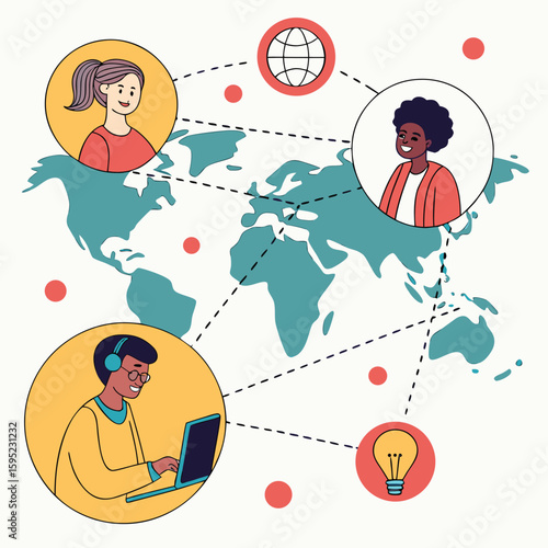  Crowdsourcing and Community Collaboration – Flat Vector Illustration
 Adobe Illustrator Artwork