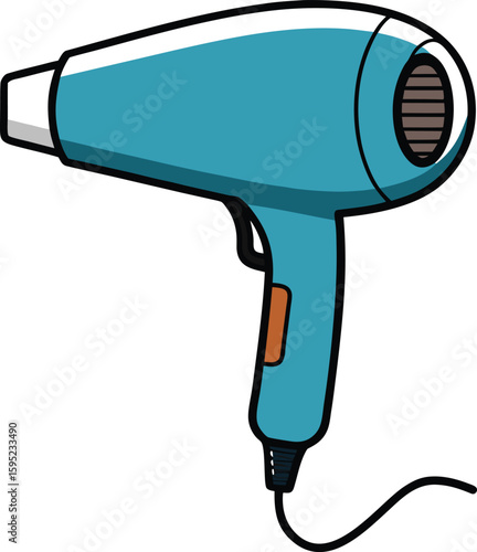 Hair Dryer Silhouette with Handle and Nozzle Side View