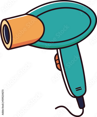 Handheld Hair Dryer Side View Silhouette with Visible Nozzle