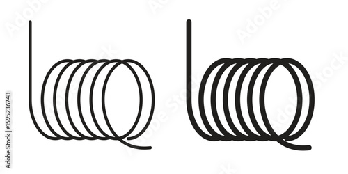 Wire coil icon set. minimal logotype web element pack.