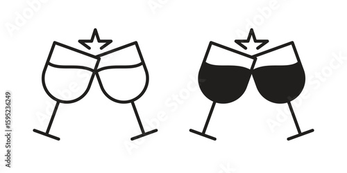 Wine toast icon set. minimal logotype web element pack.