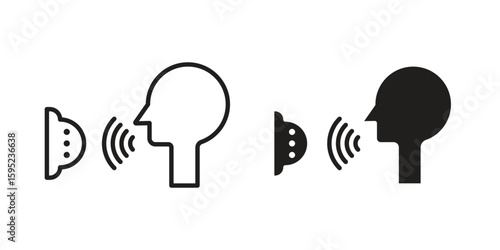 Voice control icon set. minimal logotype web element pack.