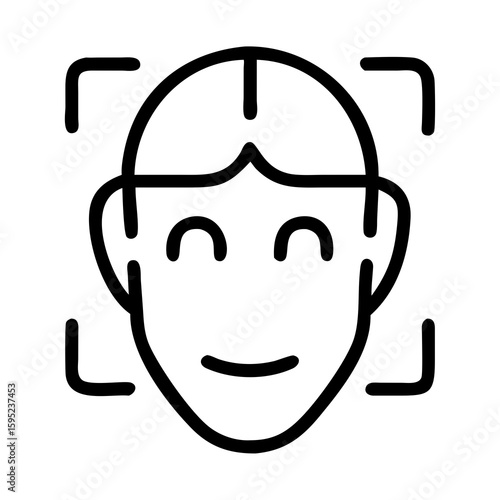 Simple face recognition scan system silhouette vector illustration