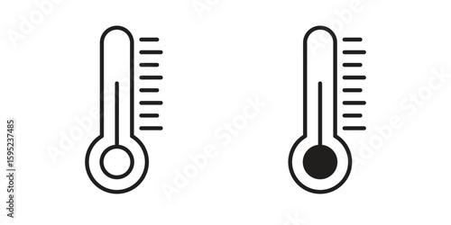 Thermometer icon set. minimal logotype web element pack.
