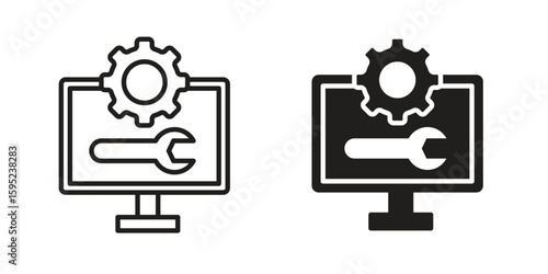 Software Engineering icon set. minimal logotype web element pack.