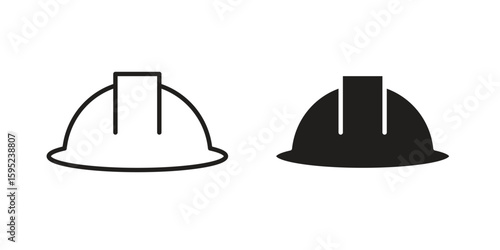 Safety helmet icon set. minimal logotype web element pack.