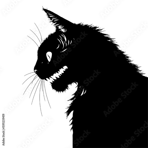 Canvas Print sinister hissing cat silhouette with wild halloween vibe