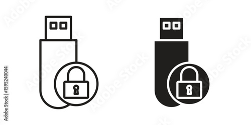 Pendrive security icon set. minimal logotype web element pack.