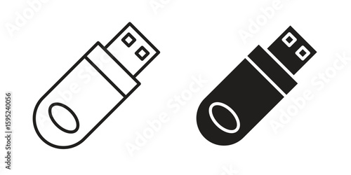 Pendrive icon set. minimal logotype web element pack.