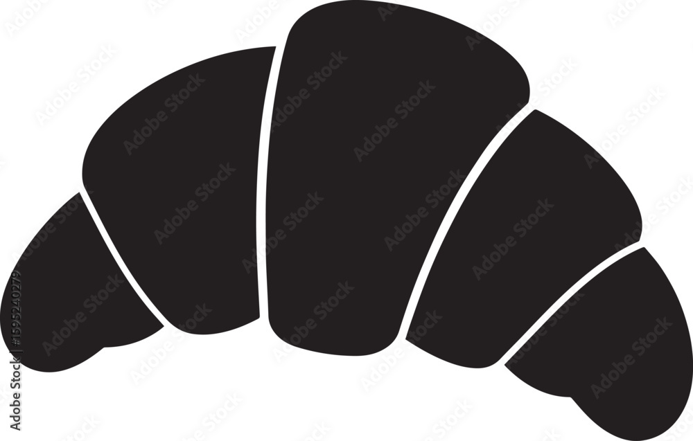 Classic Croissant Shape Black Vector Illustration Classic Croissant Shape Black Vector Illustration