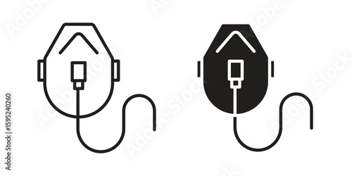 Oxygen mask icon set. minimal logotype web element pack.