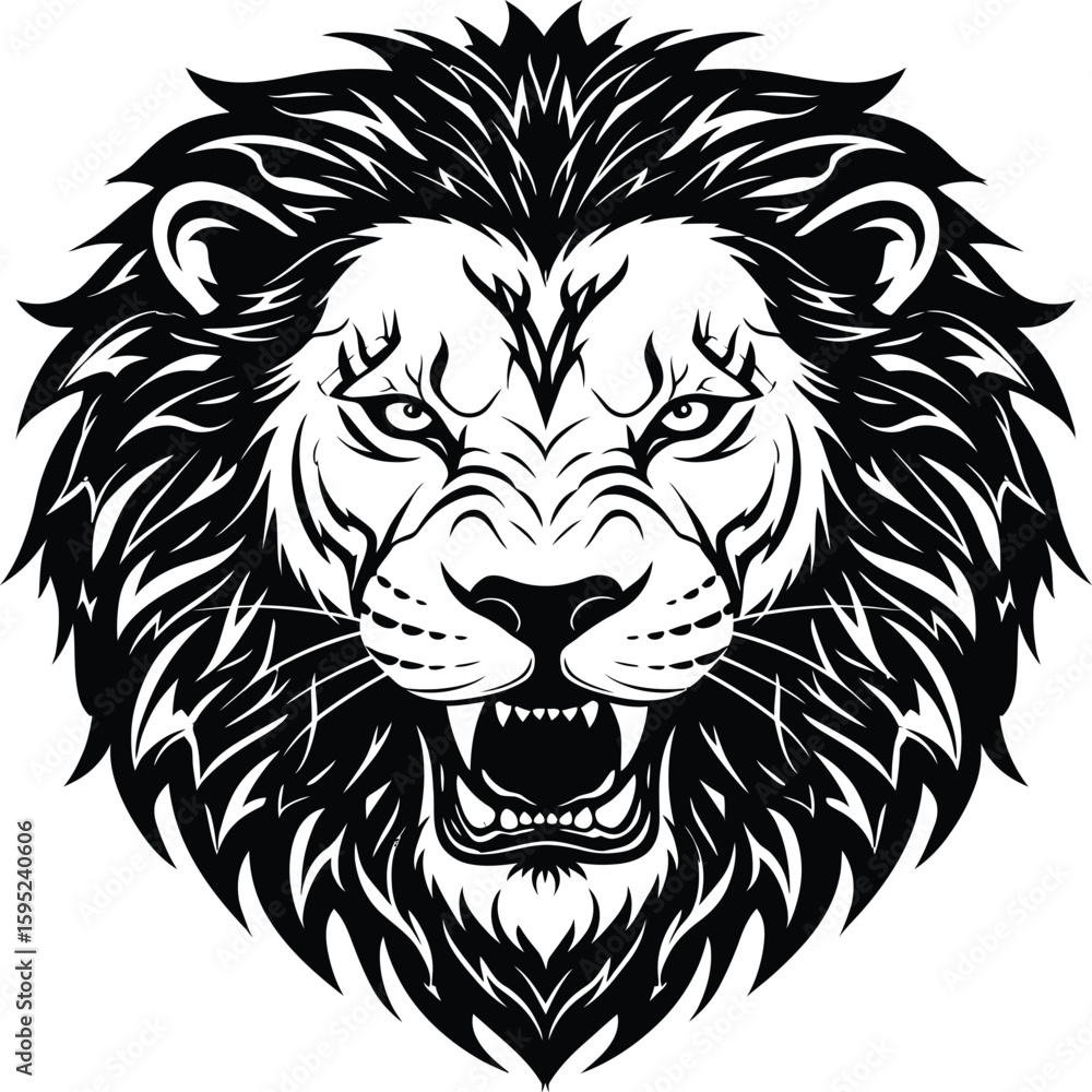 Fototapeta premium Powerful Lion Vector Illustration Regal Wildlife Portrait for Creative Design Projects