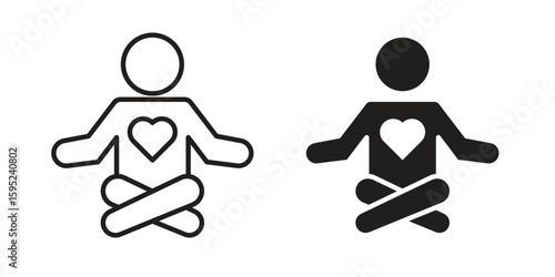 Meditating icon set. minimal logotype web element pack.